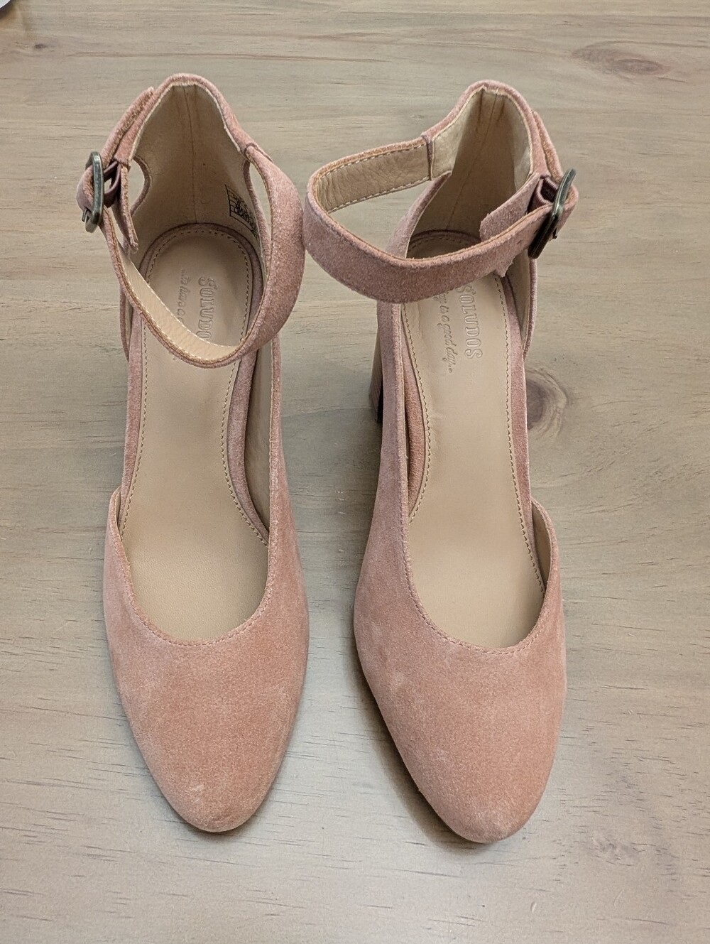 NWT Soludos Dusty Pink Suede Gemma Ankle-Strap Heels Women's Size 6